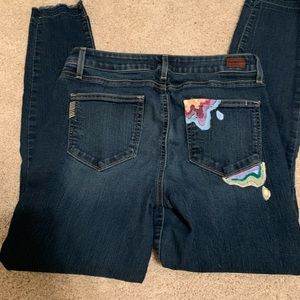 hand painted high waisted skinny paige jeans